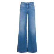 Liu Jo Högmidjade flare jeans i blå Blue, Dam