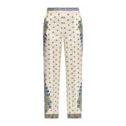 Etro Högmidjade slim byxor paisley tryck White, Dam