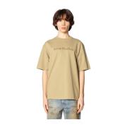 Acne Studios Sand Beige Logo T-Shirt Avslappnad Passform Beige, Herr