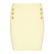 Balmain Kort dubbelknäppt stickad kjol Yellow, Dam