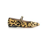 Le Monde Beryl Brun Leopardmönstrad Sammet Ballerina Flats Brown, Dam