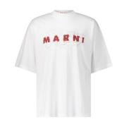 Marni Print Logo Oversized T-Shirt White, Herr