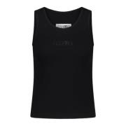 Maison Margiela Räfflad Logo Top Black, Dam