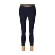 Marc Cain Colorblock Leggings med Bred Midjeband Blue, Dam