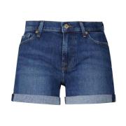 7 For All Mankind Denim Mid Roll Shorts Blue, Dam