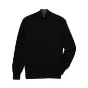 Brooks Brothers Merino Ull Zip-Up Cardigan Black, Herr