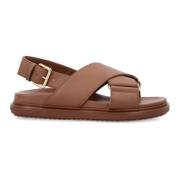 Marni Läder Fotbädd Sandaler Låg-Top Monofärg Brown, Dam