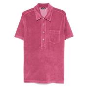 Tom Ford Bomull Polo Skjorta med Towelling Design Pink, Herr