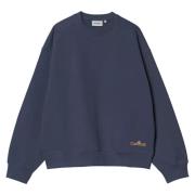 Carhartt Wip Blå Label Script Sweatshirt Brodyr Blue, Herr