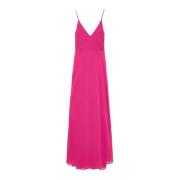 Patrizia Pepe Crepe Maxi Klänning med Bustier Topp Pink, Dam