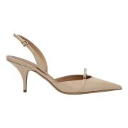 Salvatore Ferragamo Låg Klack Pumps Gylla Beige, Dam