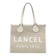 Lancel Sommar Tote Beige Jute Läder Beige, Dam