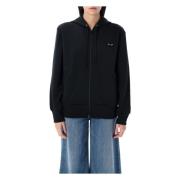 Comme des Garçons Svart Heart Zip-Up Hoodie Stickat Black, Herr