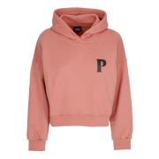 Propaganda Kort huva sweatshirt med logobroderi Pink, Dam