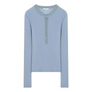 Chloé Rund Hals T-shirt Blue, Dam