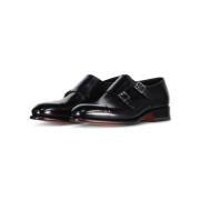 Santoni Läder Double Monkstraps Black, Herr