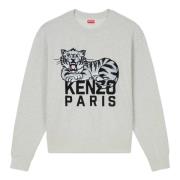 Kenzo Broderad Crewneck Sweatshirt Grå Bomull Gray, Herr