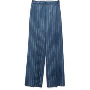 Ermanno Scervino Blå Palazzo Byxor med Pinstripes Blue, Dam