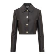 Versace Stilren Svart Crop Blazer Black, Dam