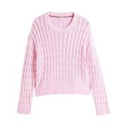 Tommy Hilfiger Klassisk Bomullstickad Tröja Pink, Dam