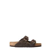 Birkenstock Suede Sandaler med Två Remmar Brown, Herr