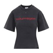 Courrèges Tryckt sten T-shirt med bälte Gray, Dam