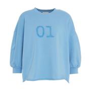 Semicouture Blå Sweatshirt med Utsökta Tryck Blue, Dam