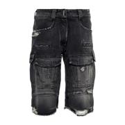 Givenchy Slitna Denim Cargo Shorts Black, Dam