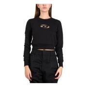 Diesel Cropped logo sweatshirt med slim fit Black, Dam