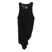 Rick Owens Svart Draperad Rund Hals Topp Black, Herr