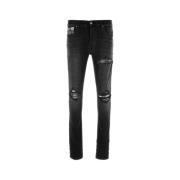 Amiri Svarta Rutiga Stretch Denim Jeans Black, Herr