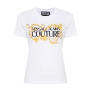 Versace Jeans Couture Vit Logotryck Bomullströja White, Dam