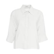 Himon's Vit Elegant Blus med Spridkrage White, Dam