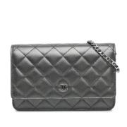 Chanel Vintage Pre-owned Laeder plnbcker Gray, Dam