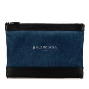 Balenciaga Vintage Pre-owned Canvas kuvertvskor Blue, Dam