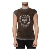 Dolce & Gabbana Brun Bomull Crew Neck Ärmlös T-shirt Brown, Herr