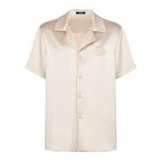 Balmain Broderad PB Logo Pyjamaskjorta Beige, Herr