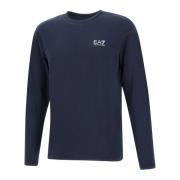 Emporio Armani EA7 Herr Bomullsweater, Marinblå, Långärmad Blue, Herr