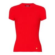 Balmain Veckad stickad topp Red, Dam