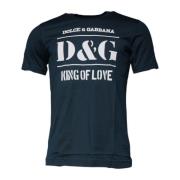 Dolce & Gabbana King Of Love Grafiskt Tryck T-shirt Blue, Herr