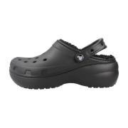 Crocs Klassiska Plattform Fodrade Träskor Black, Dam