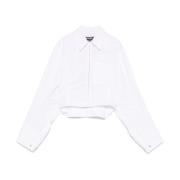 Jacquemus Vit Front Zip Skjorta Kort Stil White, Dam