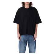 Studio Nicholson Svart T-shirt med Oversized Passform Black, Herr