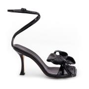 Jimmy Choo Lädersandaler med rosett-detalj Black, Dam