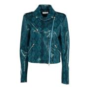 Patrizia Pepe Dam Python Läderjacka Blue, Dam