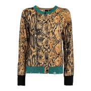 PINKO Dam Cardigan med Ormtryck Multicolor, Dam