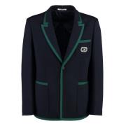 Valentino Kontrasterande Trim Ull Blazer Blue, Herr