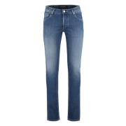 Hand Picked Slim Fit Distressed Jeans Blue, Herr