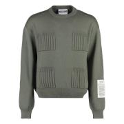 Moschino Räfflad stickad virgin wool tröja Green, Herr