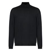 Roberto Collina Räfflad Turtleneck Pullover Black, Herr